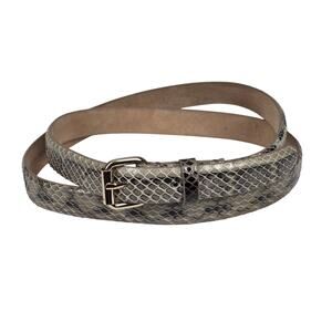 ANN TAYLOR GENUINE LEATHER SNAKESKIN‑TEXTURED BELT – BROWN/NEUTRAL – SIZE MEDIUM